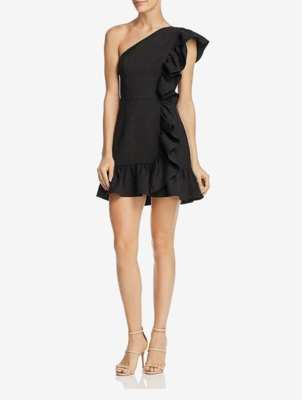 NWT Jarlo XANADU One Shoulder‎ Ruffled Cocktail Dress, Black SZ 8